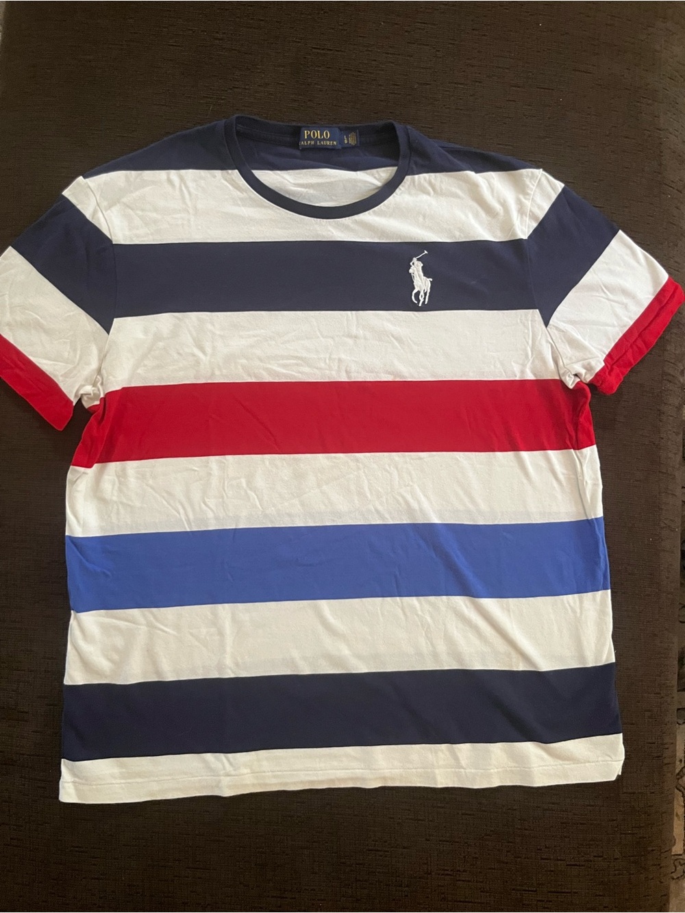 Polo by Ralph Lauren Men’s Red, White & Blue Wide-Stripe Crew Tee